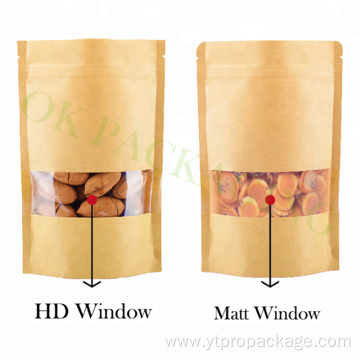 Food-Grade Plastic zipper kraft paper bag with window